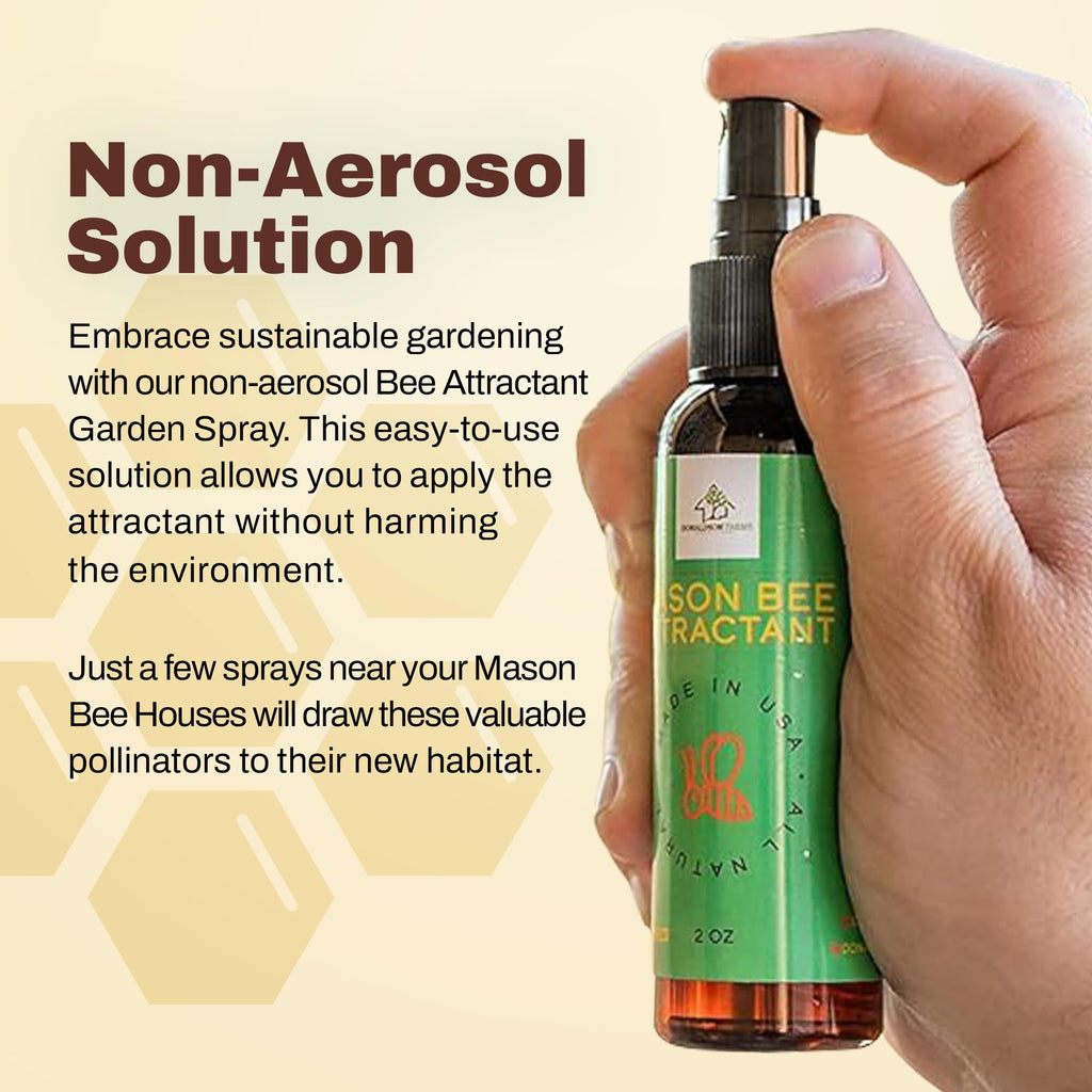 Donaldson Farms Mason Bee Attractant Spray – Made with Natural Lemongrass Oil to Lure Pollinating Bees, Easy to Use Garden Spray for Bee Houses, Nests, Flowering Plants & Fruit Trees – 2 oz