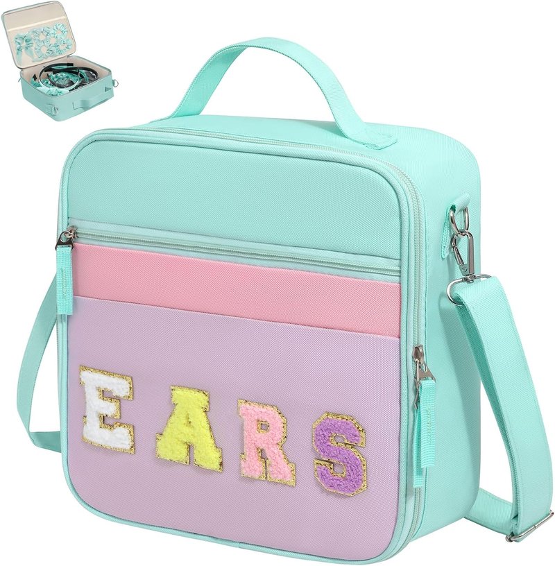 WOOMADA Travel Case - Letter Bow Mouse Ears Headband Holder & Hair Accessories Organizer Bag for Women