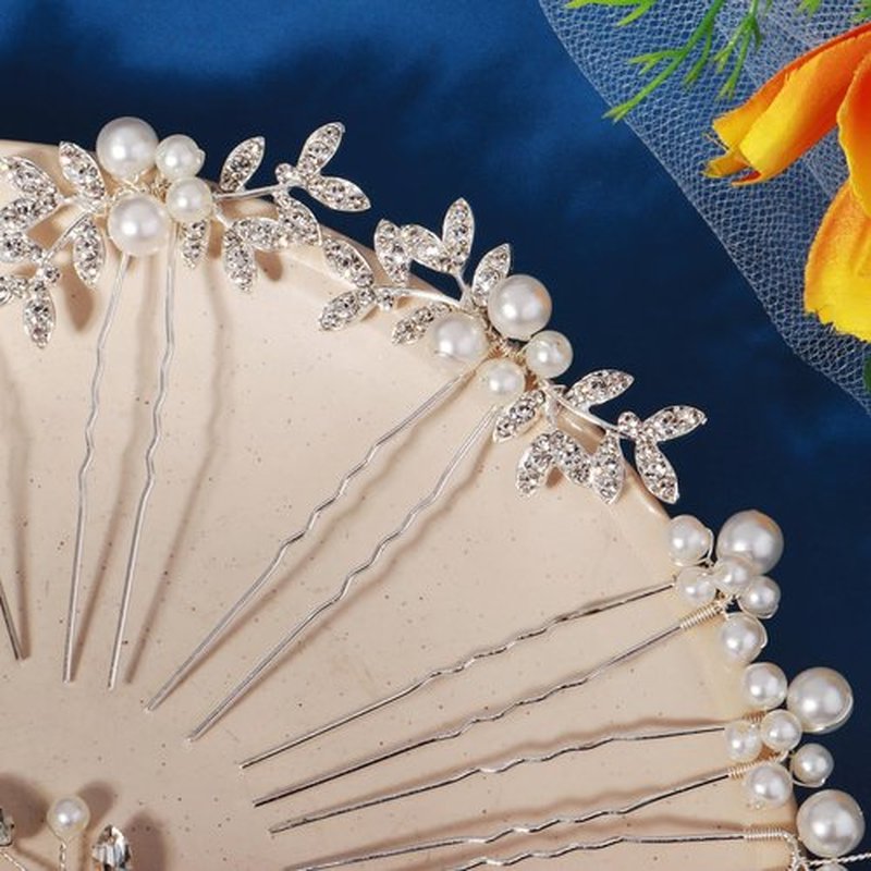 12 Pieces Bride Hair Pins Rhinestone Bridal Hairpiece for Women Crystal Wedding Hair Accessories for Bridesmaids