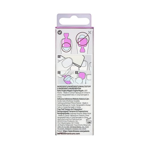 KISS imPRESS Color No Glue Pedi Press-On Toenails, Pink Squoval Shape, Includes 24 Nails, Prep Pad, 1 Manicure Stick, 1 Mini File