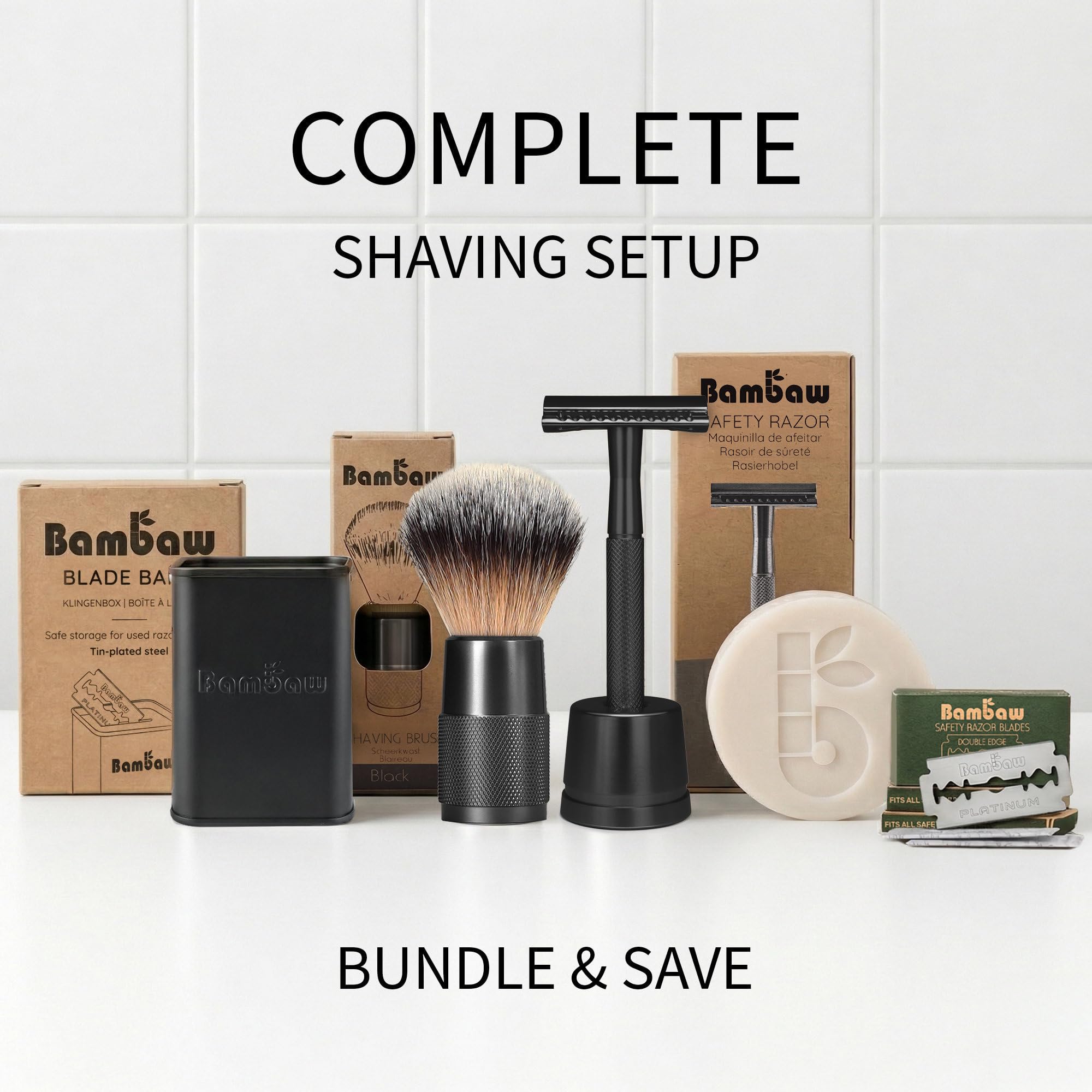 Bambaw - Synthetic Shaving Brush Black | Best Ingrown Hair Treatment | Wet Shaving Brush Shave Brush| Shaving Brush Metal Handle | Your Razor Bump Treatment