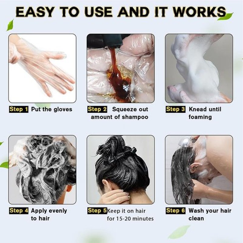 IIIMEIDU MEIDU Dark Brown Hair Dye Shampoo 3 in 1, Instant Hair Color Shampoo for Women Men, Herbal Ingredients Coloring in Minutes 500ML
