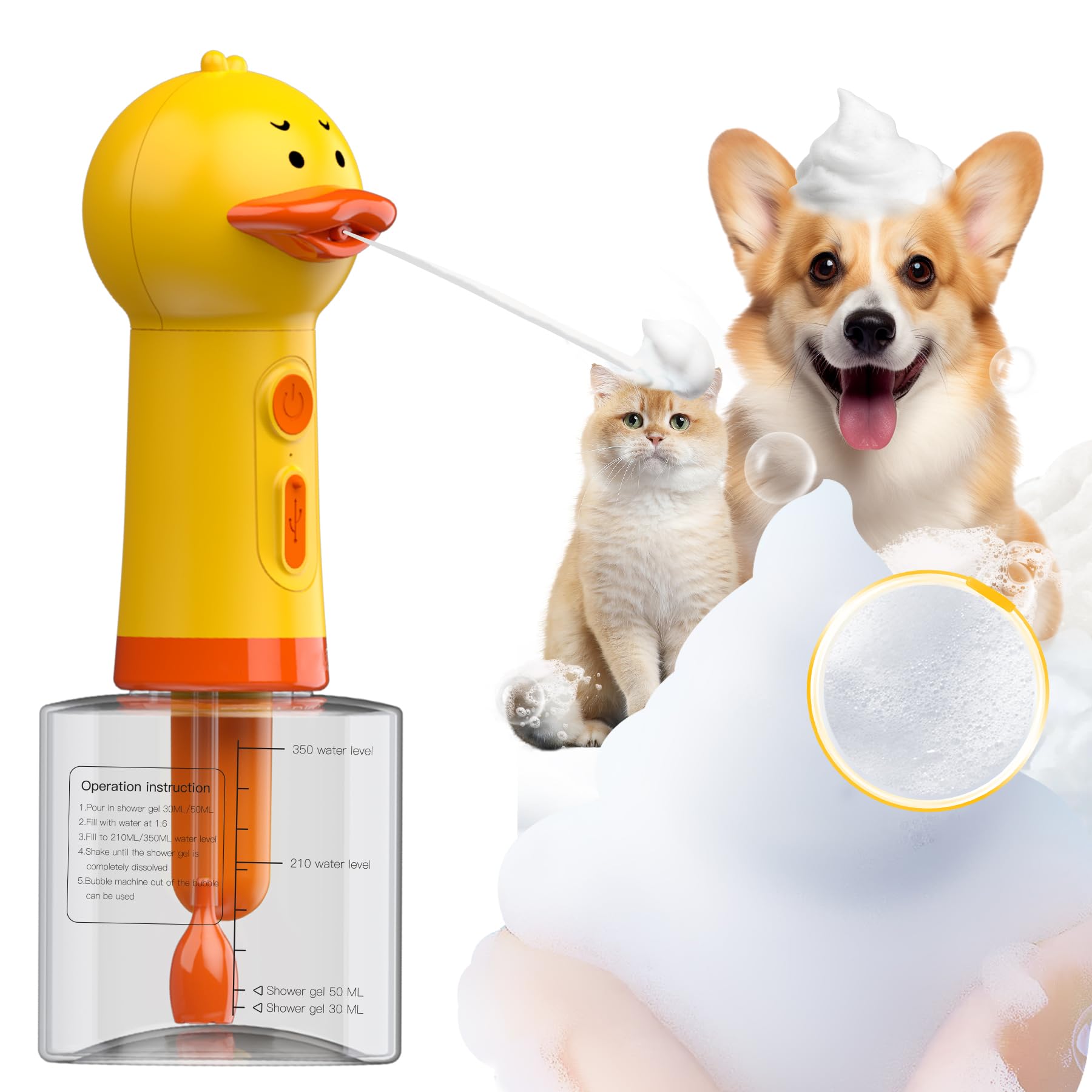 NRYDEPET Electric Dog Shampoo Dispenser & Foam Sprayer – Automatic Dog Soap Dispenser, Rechargeable Dog Shampoo Foamer, IPX7 Waterproof Pet Bath Supplies for Dogs, Cats & Puppies