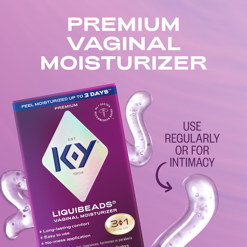 K-Y Liquibeads Vaginal Moisturizer for Women, Silicone Lube Suppository, Lubricant Helps Reduce Pain Due to Dryness, 6 Suppositories & 6 Applicators