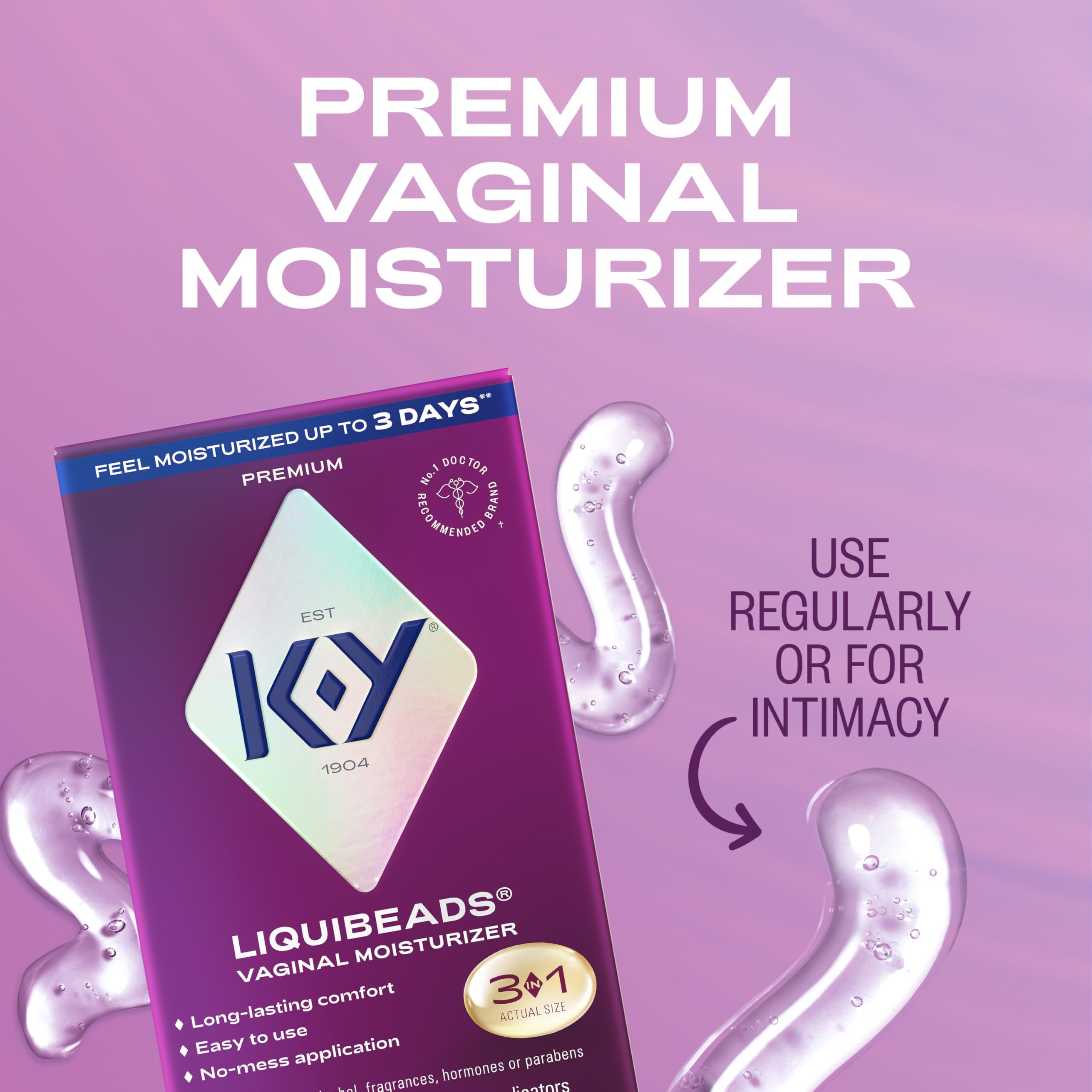 K-Y Liquibeads Vaginal Moisturizer for Women, Silicone Lube Suppository, Lubricant Helps Reduce Pain Due to Dryness, 6 Suppositories & 6 Applicators
