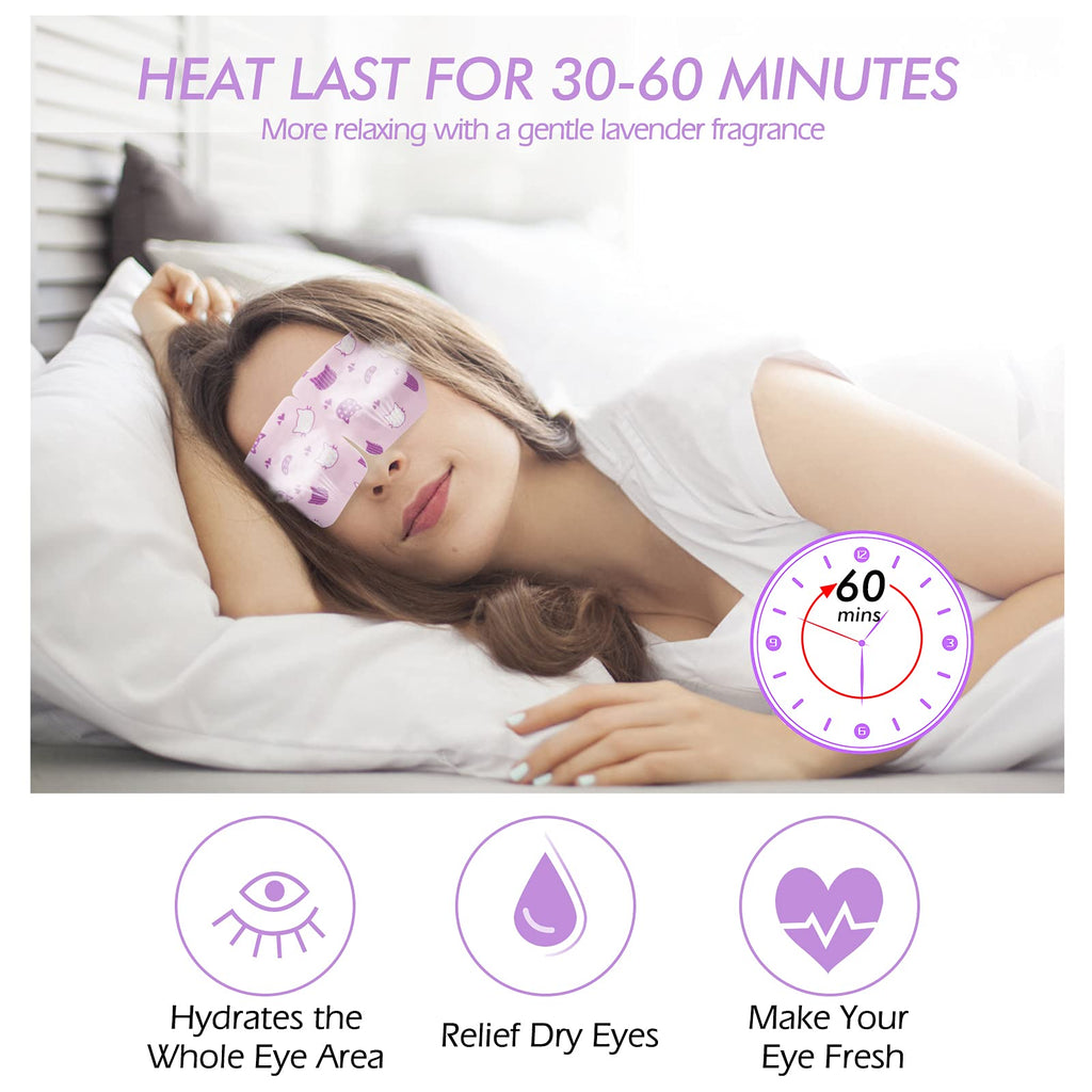 Jekeno Steam Eye Mask, 20 Packs Eye Masks for Dry Eyes, 40-60 Minutes Self Moist Warm Compress Heated Disposable Mask for Sleep, Spa Relaxing Trip Gifts, Travel Essentials for Women Men