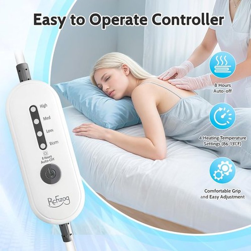 Skiennix Massage Table Warmer - Professional Heating Pad with 4 Heat Settings | 30" x 71" Size, Auto-Off & Overheat Protection