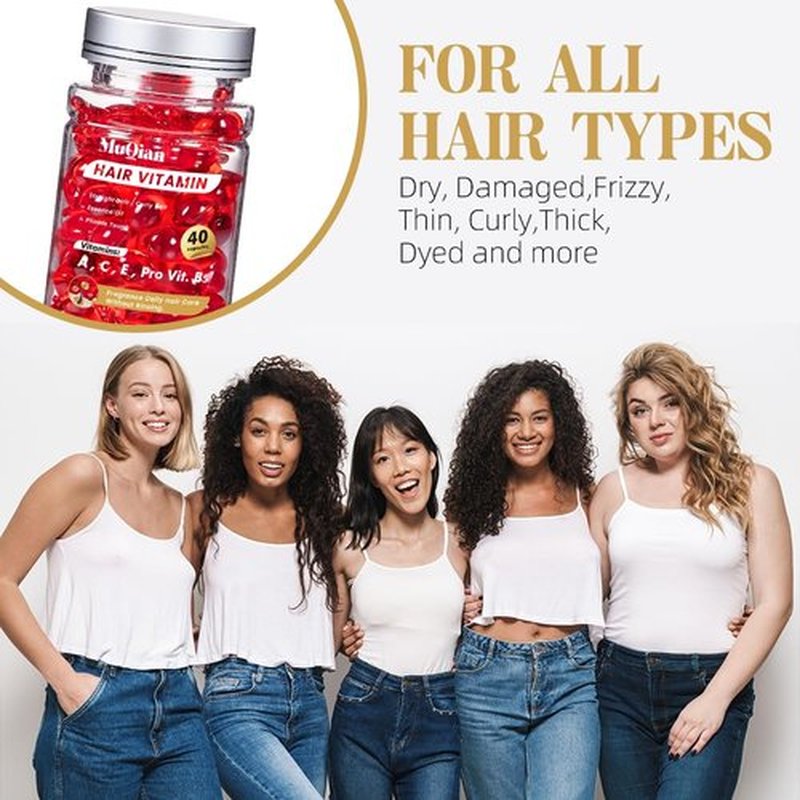 MUQIAN Hair Treatment Serum Capsules - Hair Treatment Serum - Vitamins A C E Pro B5 - No Rinse Conditioner for Women & Men