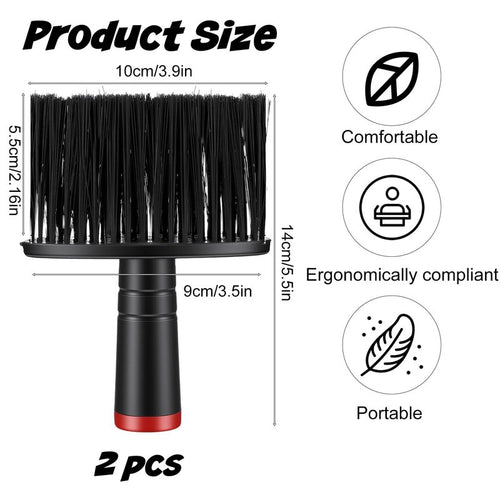 2 Pack Neck Duster Black Soft Barber Brush, Professional Hair Cutting Brush Barber, Face Cleaning Hairbrush with Plastic Handle Grip for Hair Cutting and Home Use