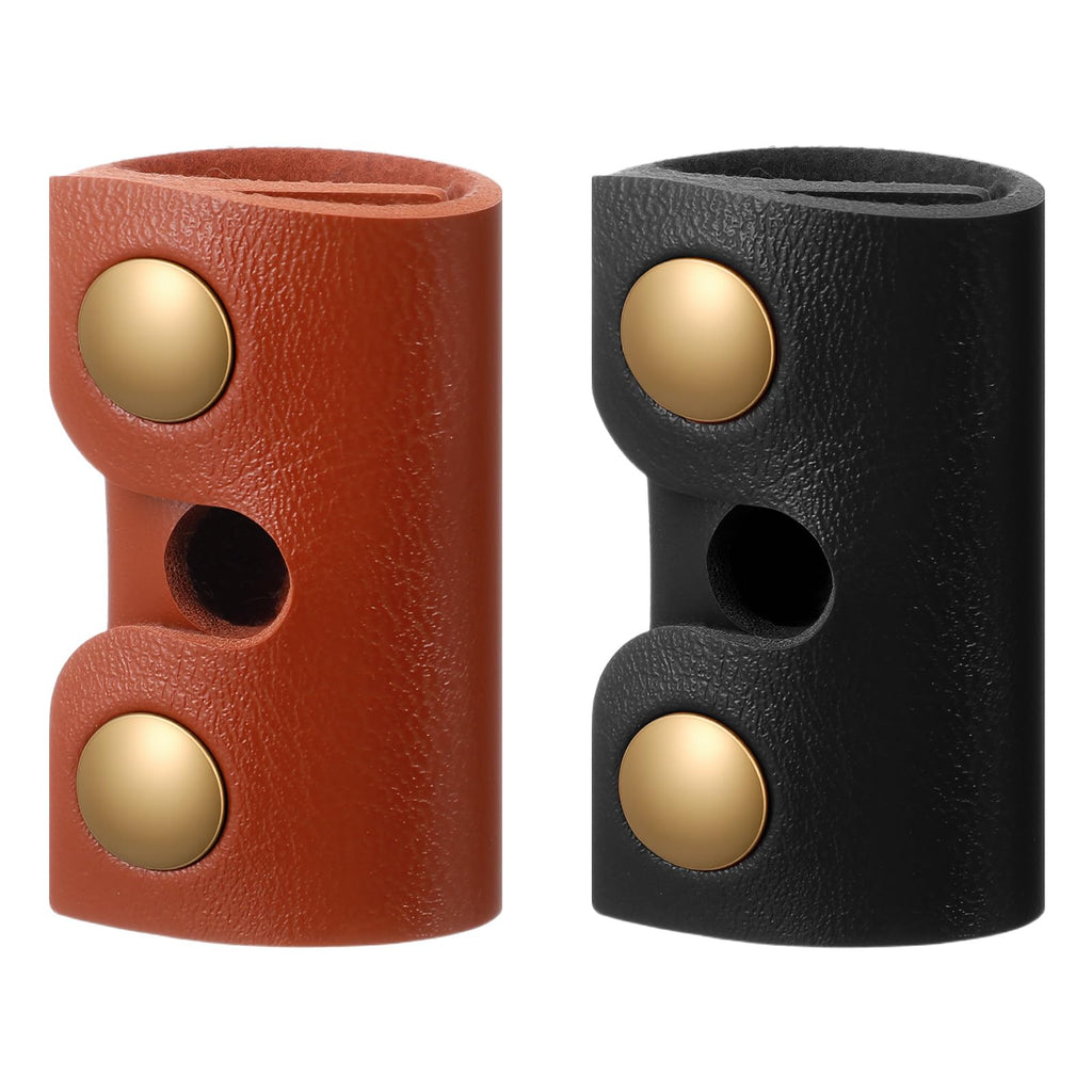 Classicseali 2PCS Safety Razor Cover,Leather Safety Razor Case, Double Travel Razors Cases with Snap Closure, for Men Travels Butterfly Shaver, Black, Brown