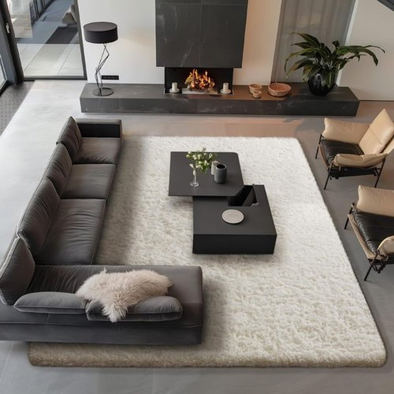 Ophanie Area Rugs - Large Ivory Shag Carpet for Living Room | Soft 9x12 Indoor Nursery Rug