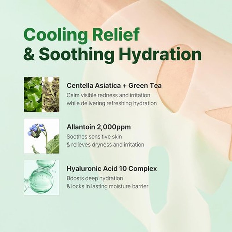 Cicatea Deep Calming Hydrogel Mask - Pore Minimizing & Hydrating with Centella Asiatica | 4 Pack (35g Each)