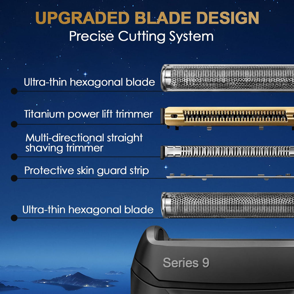 92B Series 9 Electric Shaver Replacement Head, Series 9 Shaving Razor Head S9 Foil & Cutter Razor Heads Compatible with 9290cc, 9291cc, 9370cc, 9293s, 9385cc, 9390cc, 9330s, 9296cc Etc