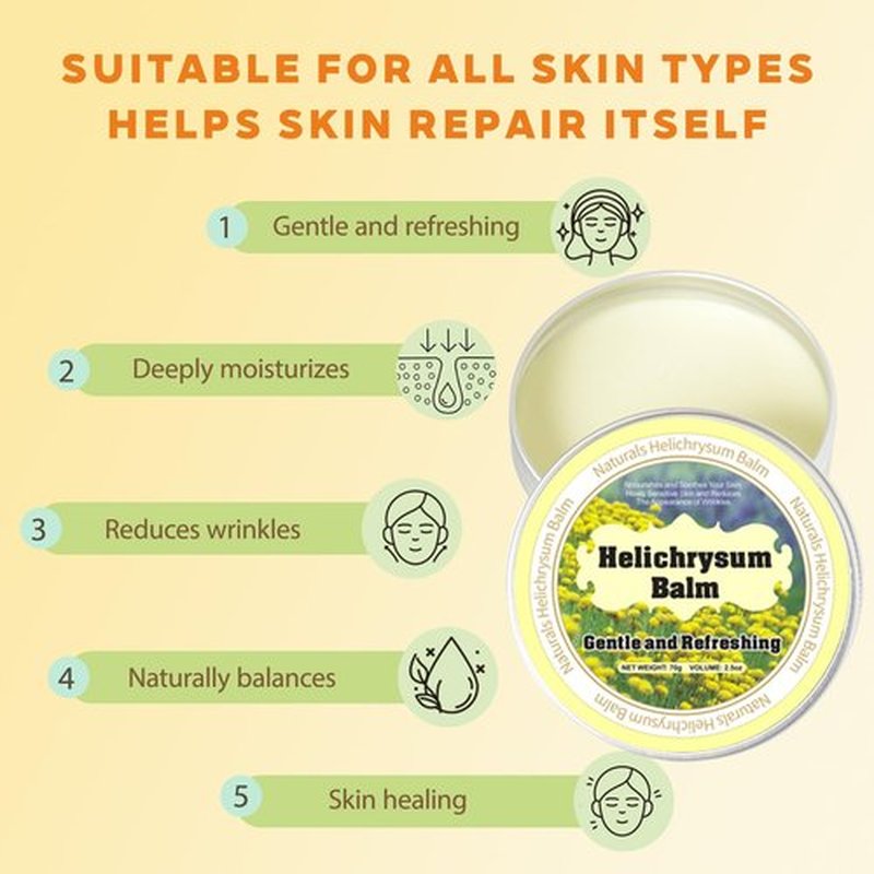 ruifengsheng Helichrysum Balm - 2.5oz, Helichrysum Gymnocephalum, Shea Butter, Beeswax, Almond Oil, Ultra-Moisturizing, Skin Healing, Full Body Hydration, Multipurpose Salve