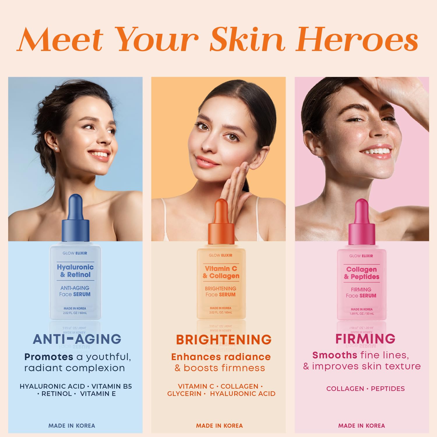 Glow Elixir Vitamin C Serum for Face with Collagen, Dermatologist Tested