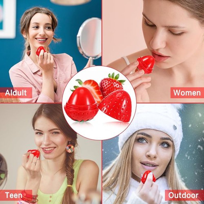 Skiennix 12 Pcs Strawberry Lip Balm - Moisturizing, Plumping & Wrinkle Repair | Perfect Valentine's Gift