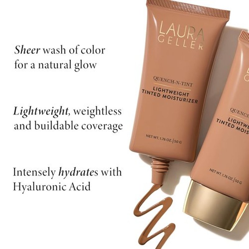 Laura Geller New York Quench-N-Tint Tinted Moisturizer - Lightweight Hydration & Buildable Coverage - 02 Light