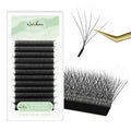 NATUHANA Eyelash Extensions 0.07 D Curl 8-14mm W Shaped Clover Classic Easy Fan Permanent Volume Lash Extensions Automatic Blooming Flower Lash,Professional Supplies for Lash Techs(6D,0.07-D,8-14 Mix)