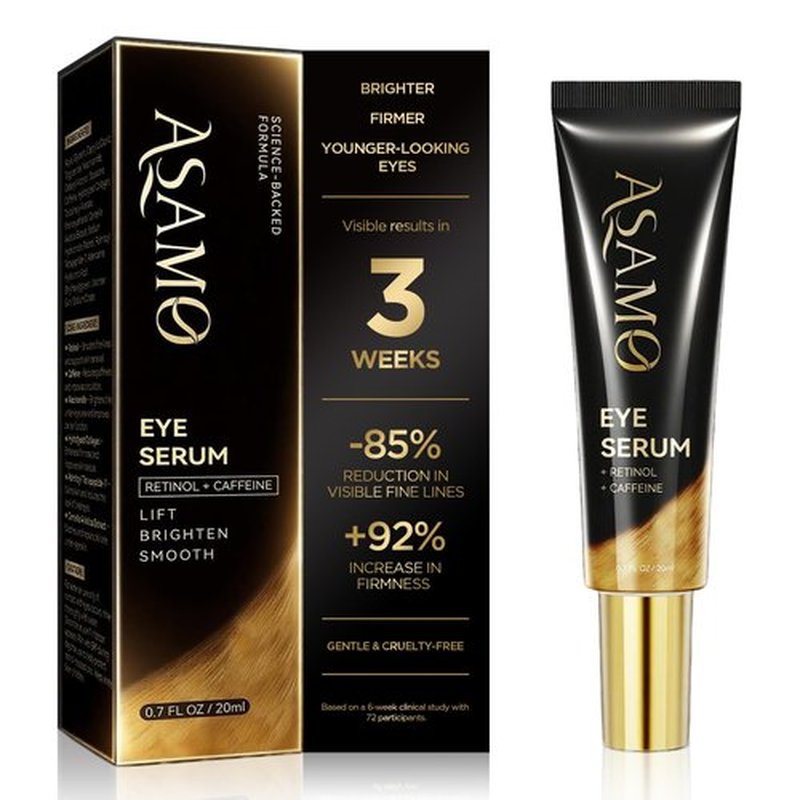 ASAMO Retinol & Vegan Collagen Eye Serum - Rapid Reduction Serum for Bags, Dark Circles and Wrinkles - Firming & Energizing Eye Treatment - 20ml