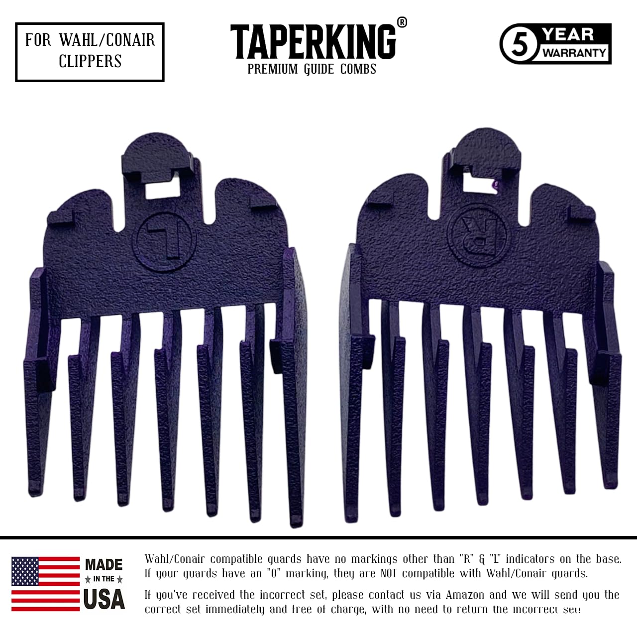 Taper King® Guide Combs - DIY Tapers & Fades - Amethyst (#2 to #4)