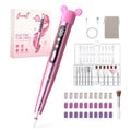 JOREST 13-in-1 Cordless Electric Nail Drill Kit with LED Display, 35,000 RPM 6-Speed Rechargeable Manicure Tool for Acrylic Gel Nails, Nail File with Bits & Sanding Bands for Beginners, Rose Pink