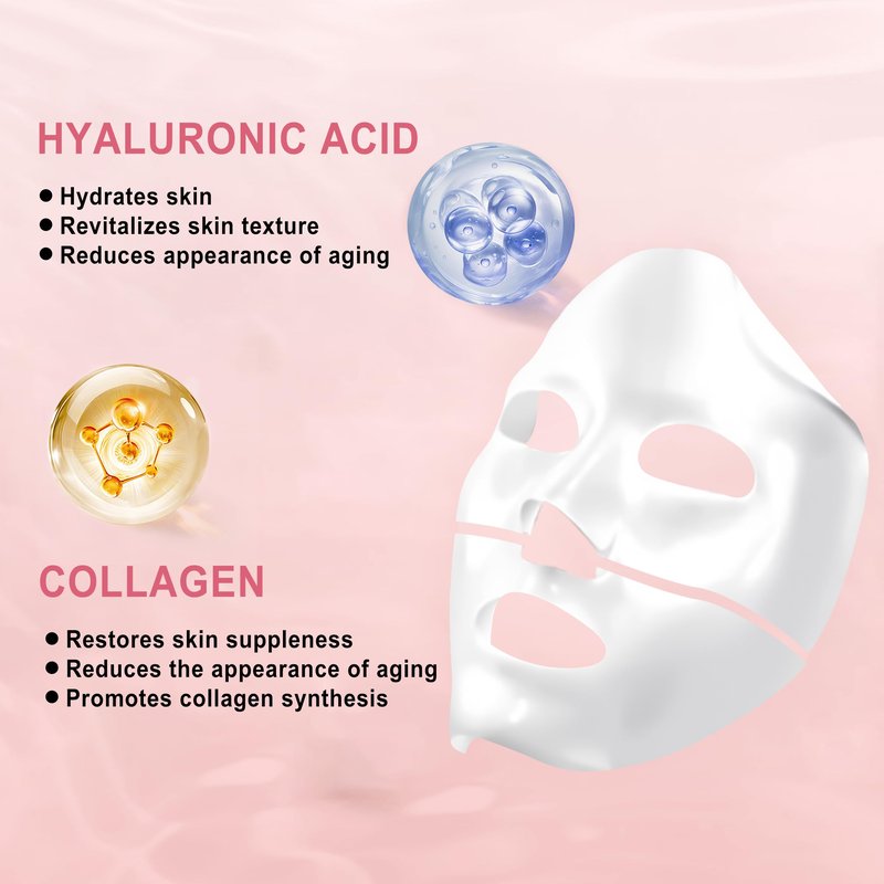 Yargkos 8 Pcs Collagen Facial Mask, Real Deep Overnight Hydrogel Face Sheet Mask Skincare, Moisturizing Hydrating Jelly Gel Mask, Elasticity Improvement, Pore Minimizing, Self Care Gifts for Women