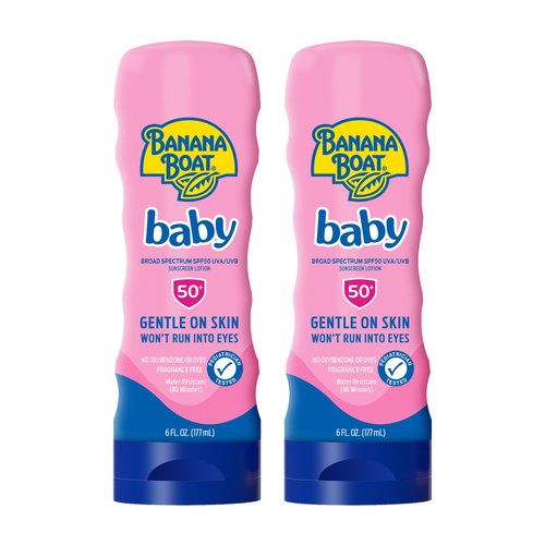 Banana Boat Baby Sunscreen Lotion, SPF 50+, 6oz each, Twin Pack