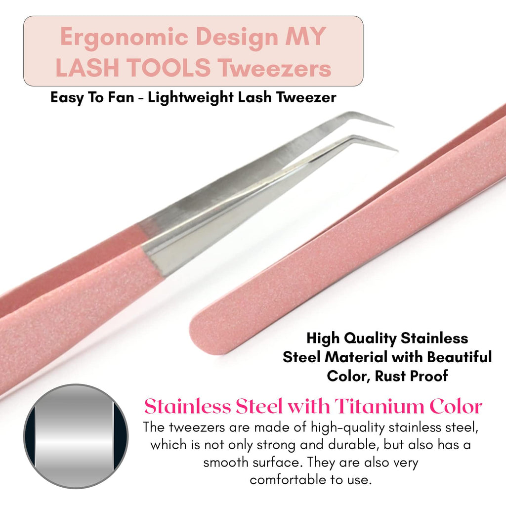 Isolation Lash Tweezers for Eyelash Extensions – 14cm Curved Tweezer, Japanese Stainless Steel, Best for Individual Isolation & Classic Lashes, Eyelash Twisers (Blush Pink)