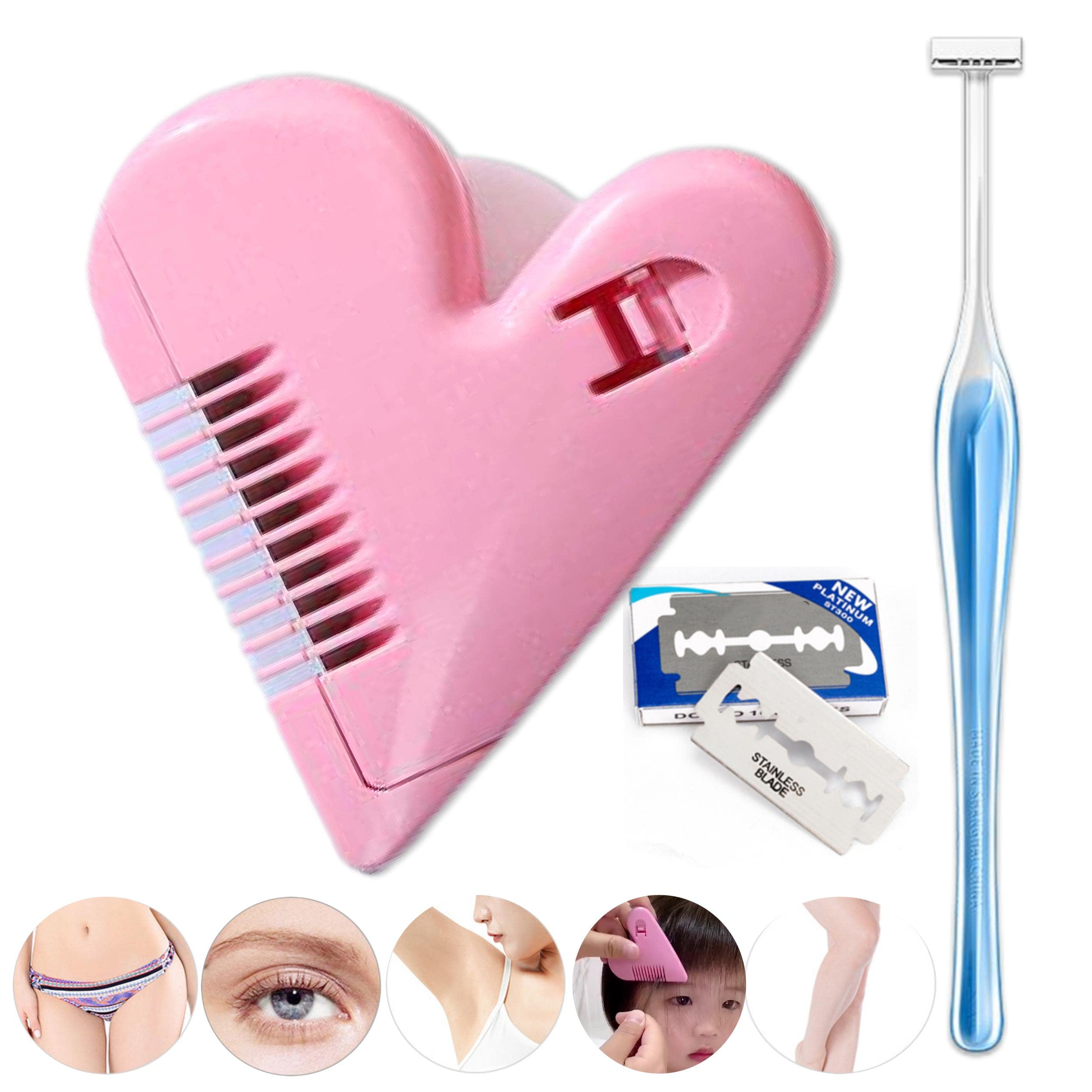 Munyee Hua 3Pcs Manual Razor Trimmer, T-Shaped Mini Hair Removal for Bikini Line Eyebrows Face Beard Precision Grooming with Skin-Friendly Design Reusable Personal Care Tool for Women Men(3 T Trimmer)