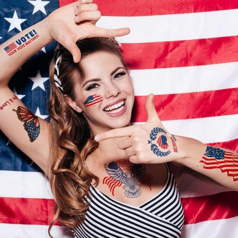 CHARLENT 4th of July Temporary Tattoos Full & Half Arm - American Flag Tattoos for Kids Women Men Fourth of July Party Decorations and USA Party Favors,Independence Day Party Supplies