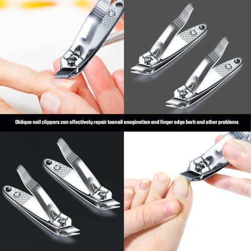 12 Pcs Nail Clippers for Women Slanted Edge Metal Side Cuticle Clippers for Nails Cutting Curved Edge Trimmer Cutter Angled Travel Pedicure Manicure Tool