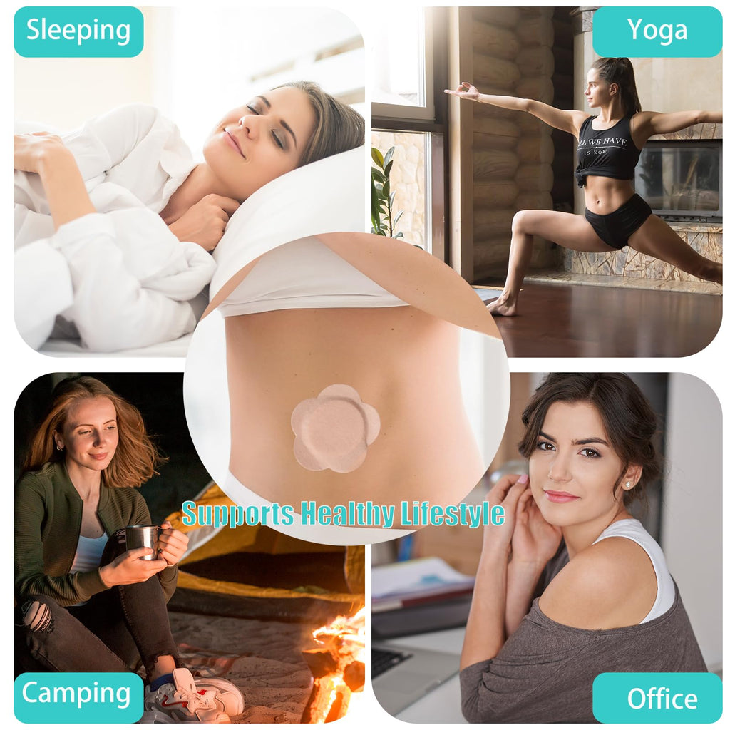 GOOPRAD 120PCS Disposable Castor Oil Belly Button Patch– Oil-Free, Self-Adhesive Cotton Core Wrap for Neck, Shoulders & Knees, No Wash, Anti-Seepage (Beige Square)