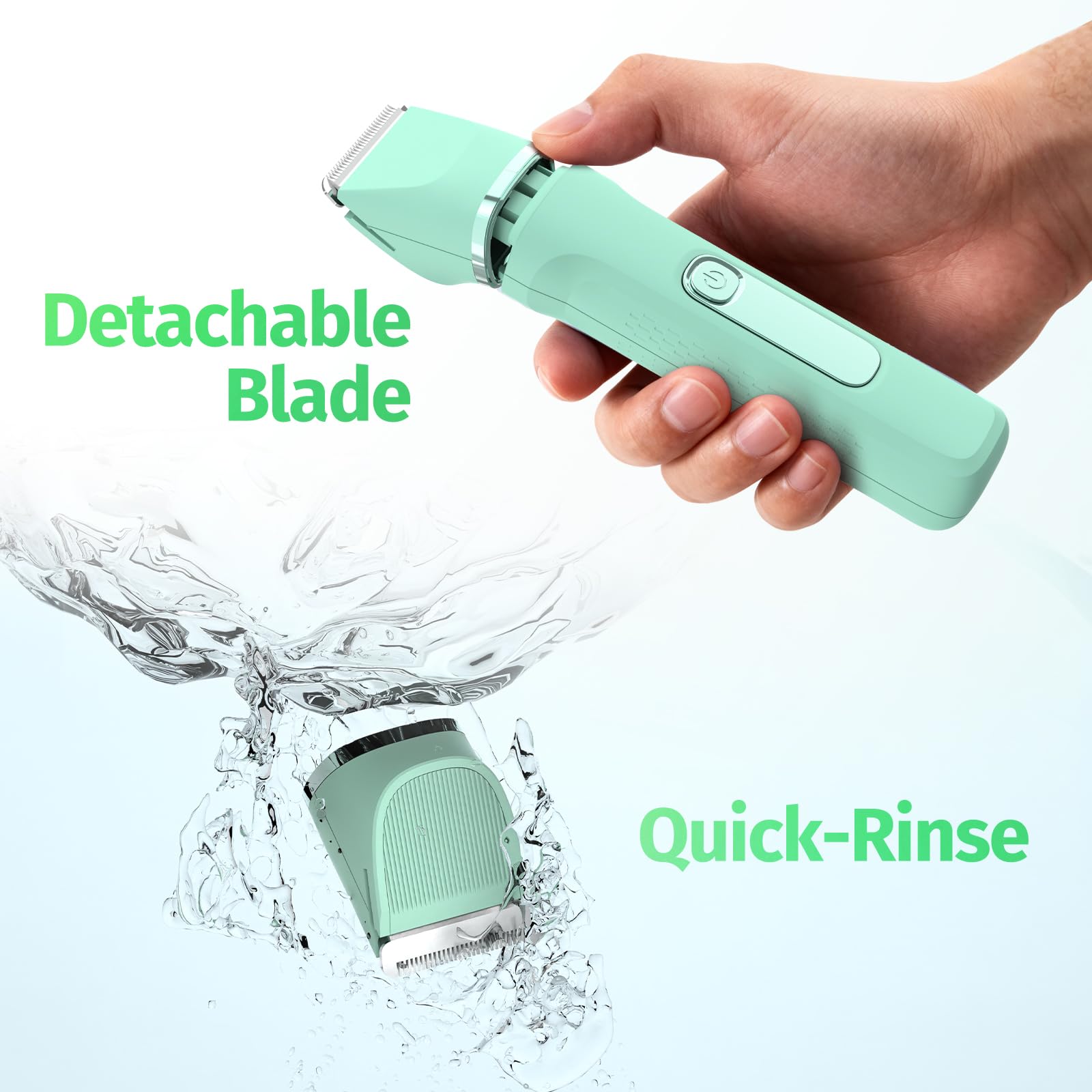 Bikini Trimmer for Women,5-in-1 Electric Razors for Women,Electric Shaver for Women's,IPX7 Waterproof Trimmer for Men Legs,with 5 Replaceable Blade Heads,USB Recharge Dock（Green）