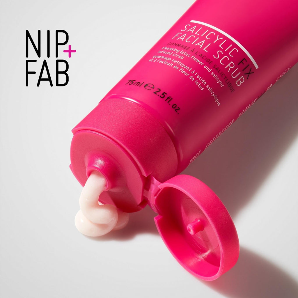Nip + Fab Salicylic Acid Fix Scrub for Face with Vitamin E & Volcanic Rock Exfoliating Facial Cleanser Exfoliant for Pores and Oil Control, 2.5 Fl Oz