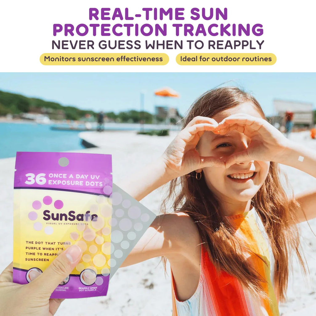 Sun Safe UV Dots - Water-Resistant Sunblock Stickers Protect Skin with SPF 30 Coverage- Track Sun Exposure with Easy-to-Use Sunscreen Dot- Ideal for Kids, Beach Days & Outdoor Fun
