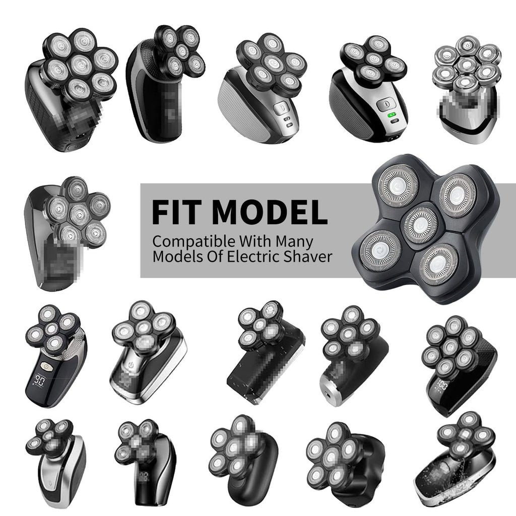 SEKINININT Upgrade Universal Head Shaver Replacement Heads Compatible with Freebird Shaver, Full Dual Blade Ring Design Replacement Heads for Wyklaus Head Shavers for Bald Men (Black)