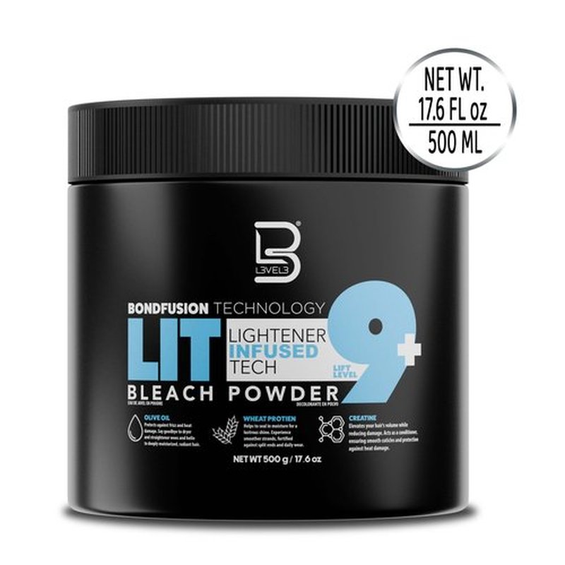 L3 - Level 3 BondFusion LIT Bleach Powder - Hair Lightener with Olive Oil and Wheat Protein to Protect and Fortify Hair - Create Highlights, Balayage or Full Hair Transformation - 500 Grams