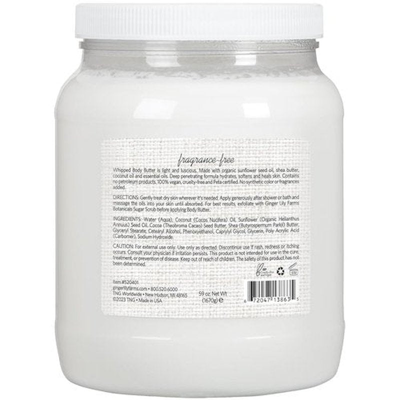 Ginger Lily Farms Whipped Body Butter - Ultra-Hydrating, 100% Vegan & Cruelty-Free, 59 Ounces