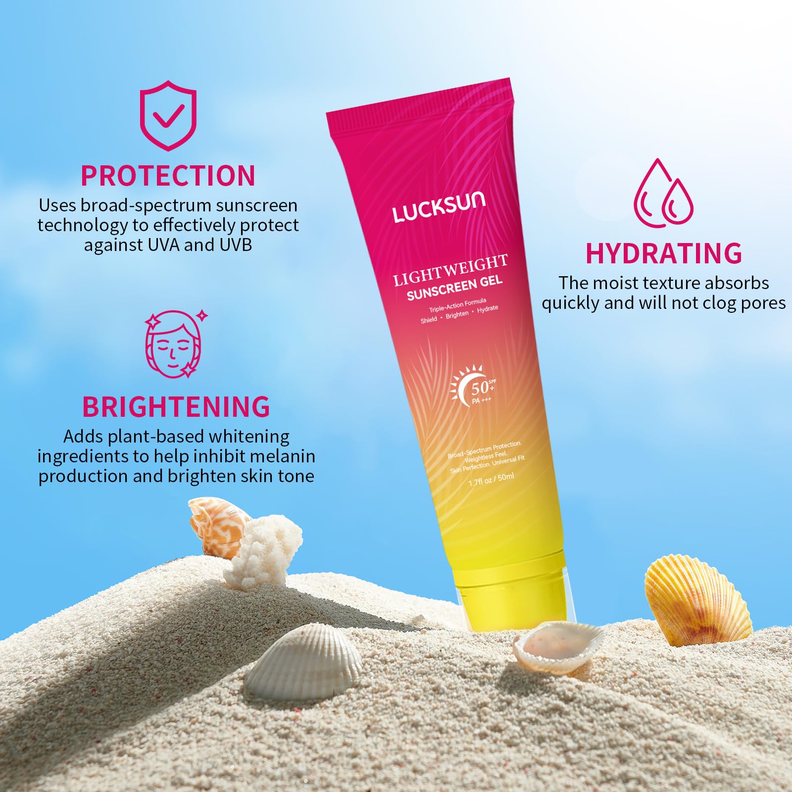 Tpyag Tinted Sunscreen for Face, Broad Spectrum SPF 50+ Sun screen Lotion - Lightweight, Water-Resistant Daily Moisturizer for Face & Body, Travel Size Sunscreen, Daily Protection,50ml