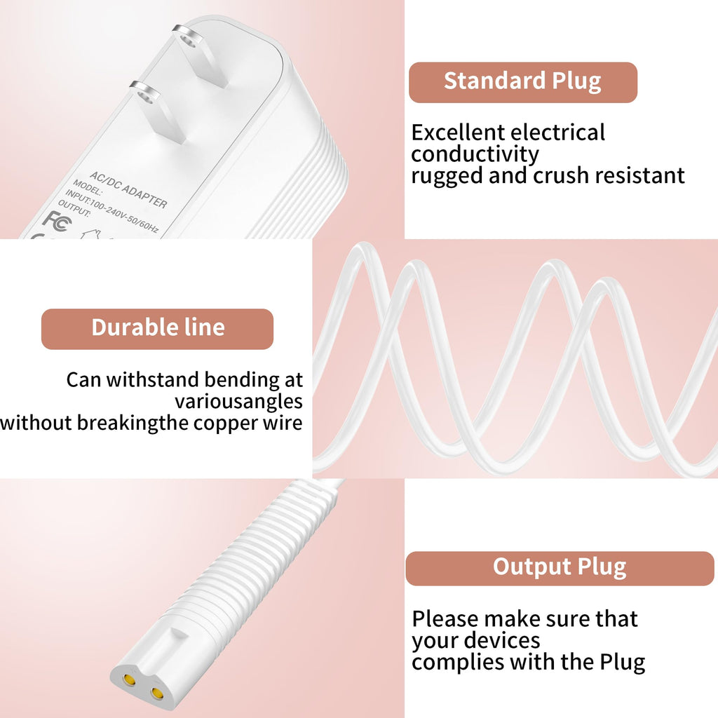 Power Charger Compatible with Braun Epilator Silk 9 9 7 5 9-720 9-300 9-890 9-030 9-880 5-810 5-620 and Face Epilator Facespa Pro 910 911 921 Power Adapter