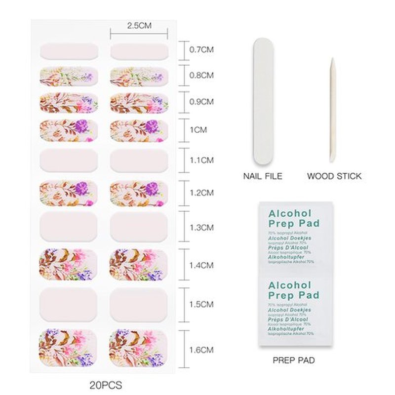 JMEOWIO Gel Nail Stickers Flower Semi Cured Gel Nail Strips Wraps UV/LED Nails Art Design Decoration Accessories