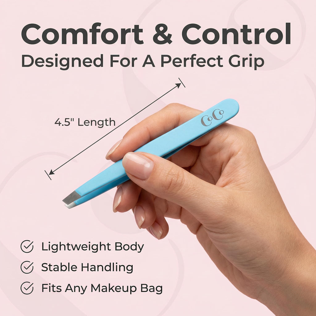 Professional Slant Tweezers – Precision Eyebrow Tweezers, Medical Grade Stainless Steel for Facial Hair, Ingrown Hair & Splinter Removal
