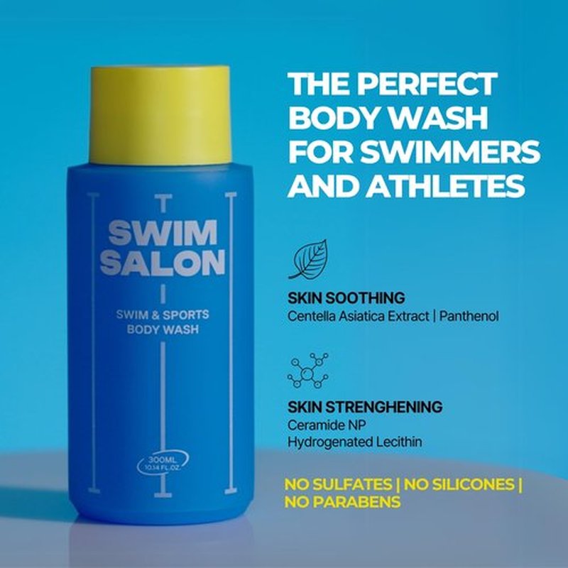 SWIM SALON Chlorine-Removing Body Wash for Swimmers | Vitamin C | Hydrating & Refreshing | Sulfate-Free, Silicone-Free, Paraben-Free (10.58 oz / 300g, Pack of 1)