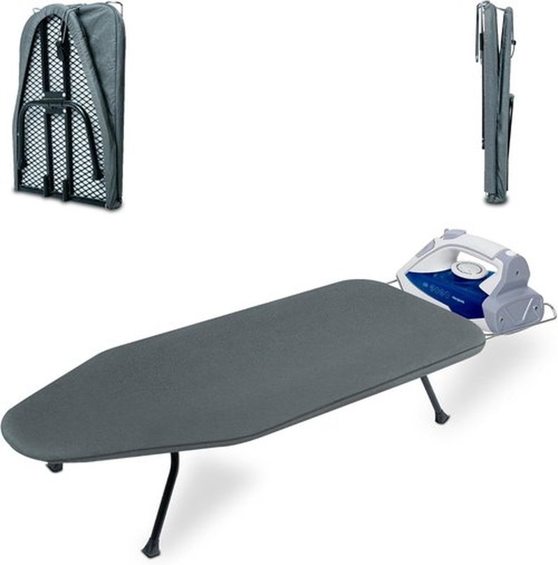 Regine Switzerland Metal Mesh Panel Ironing Board - Foldable Heavy-Duty Design with Heat-Resistant Cover & 100% Cotton 8mm Thick Pad (Grey)