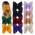 Silky Satin Oversized Long Tail Bowknot Hair Accessories - 10Pcs Large Metal Barrettes with Aesthetic Hair Clips for Women