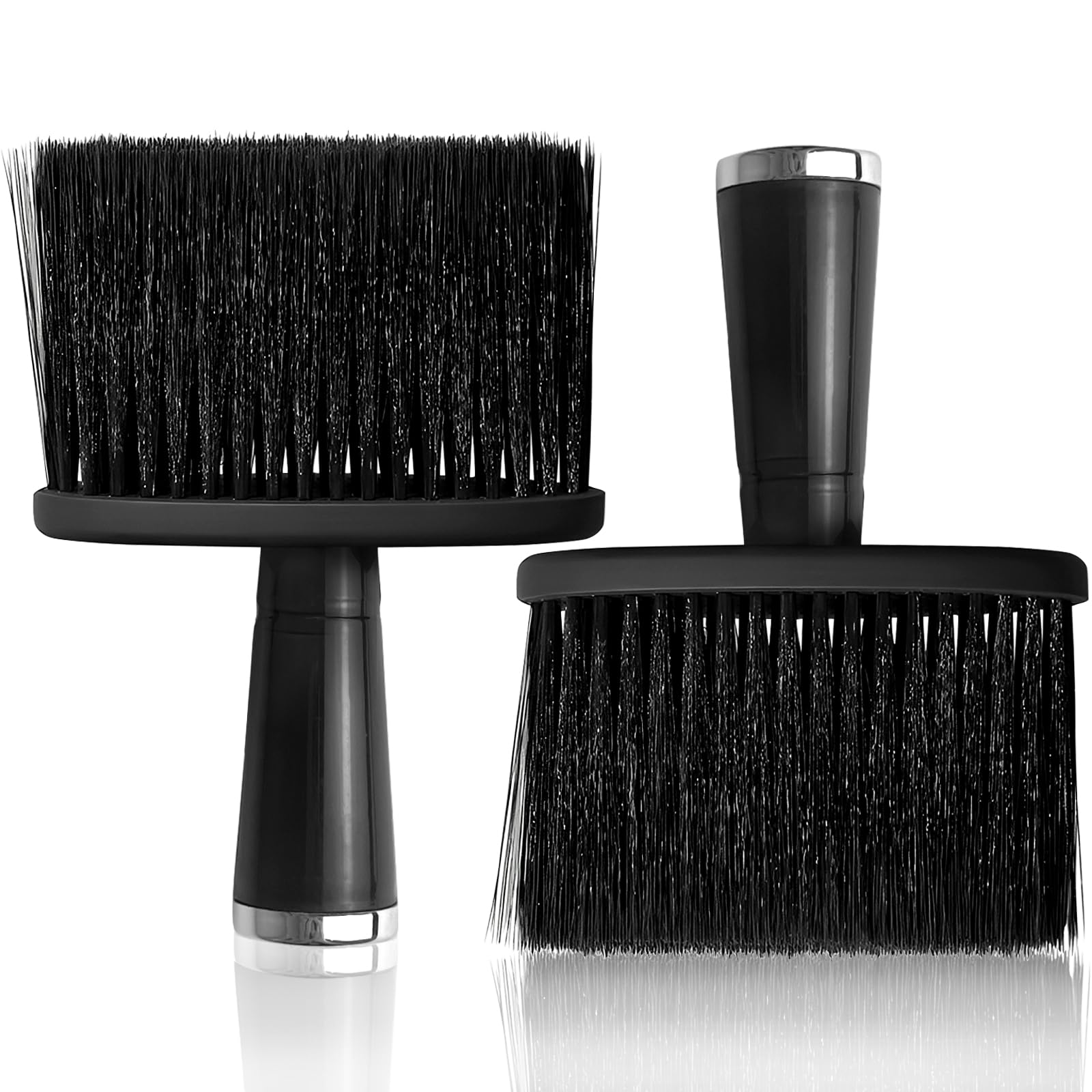Jaasuee 2 Pcs Barber Brush Neck Duster Hair Cutting Brush Set - Black Soft Cleaning Face Brush, Dusting Brush for Hair Styling, Ideal for Barbers and Home Use