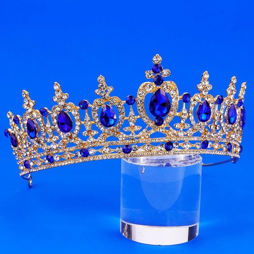 TOBATOBA Blue Crown and Tiaras for Women, Crystal Royal Queen Crown Rhinestone Princess Tiara, Blue Bridal Tiara Wedding Tiaras for Bride, Quinceanera Headpieces for Birthday Prom Pageant Cosplay
