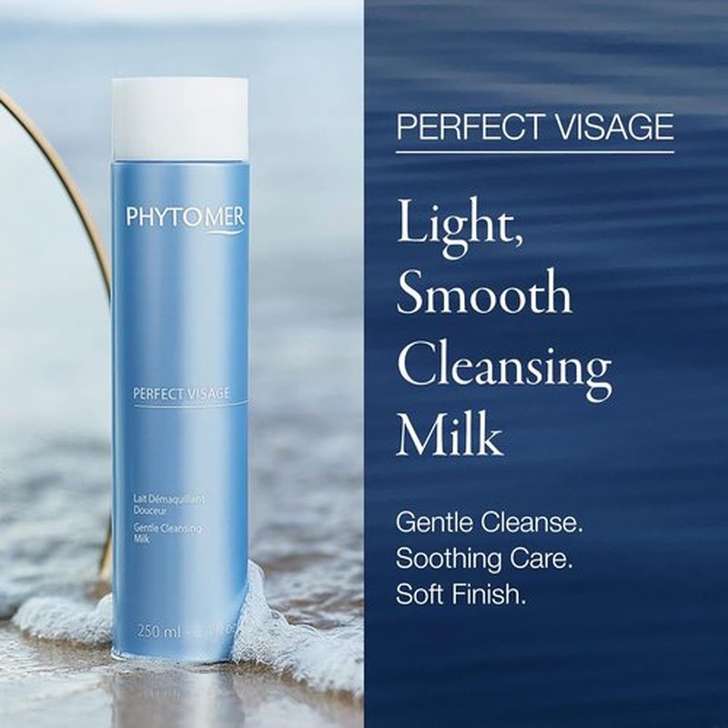 Phytomer Perfect Visage Gentle Cleansing Milk - Moisturizing Daily Face Cleanser & Makeup Remover | Eco-Friendly 250ml