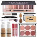 12-Color Pro Makeup Kit for Women - Eyeshadow, Foundation, Lipstick, Blush, Brushes, Eyeliner Stamp