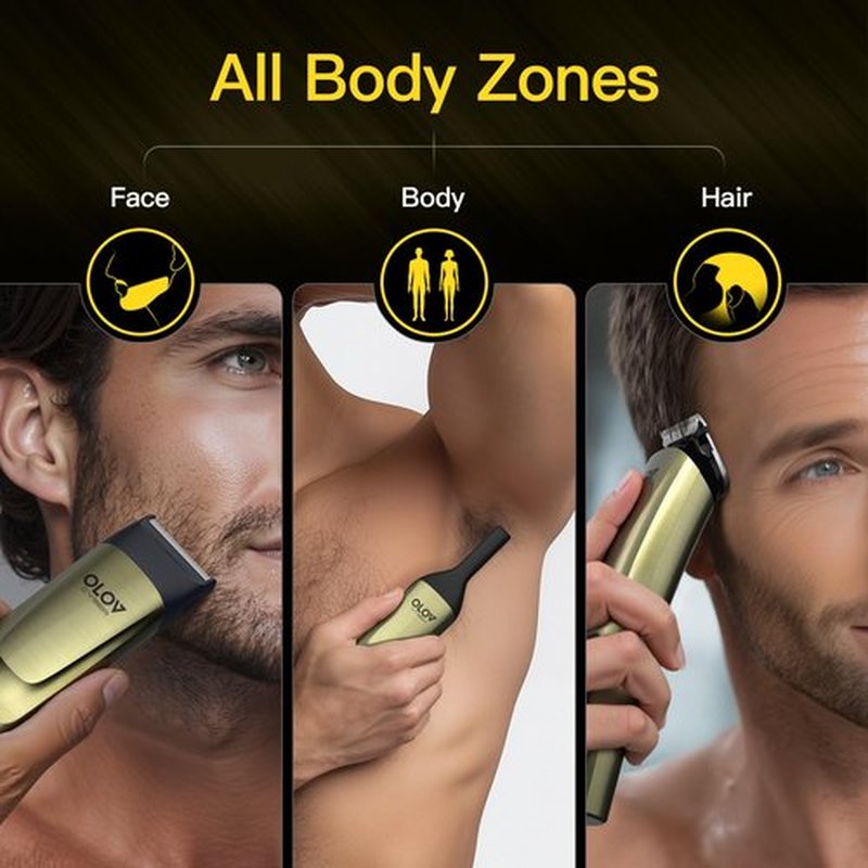 OLOV CYBER Cordless Beard Trimmer for Men, 17-in-1 Mens Grooming Kit, Electric Razor Shaver for Face Mustache Body & Nose Hair, with USB Charging Dock, IPX7 Waterproof, Gift for Dad Husband & Him